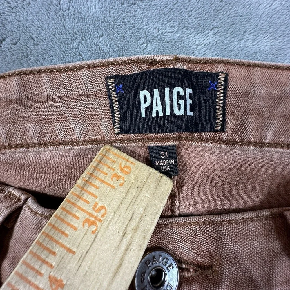 PAIGE FEDERAL Mens 31x32 Rust Brown Wash Jeans Pants Stretch Soft Slim Straight